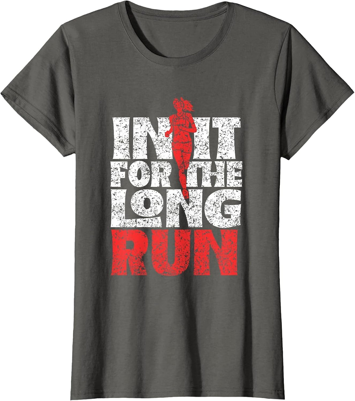 in It for The Long Run Runner Jogger Jogging Running T-Shirt - Asphalt Grey
