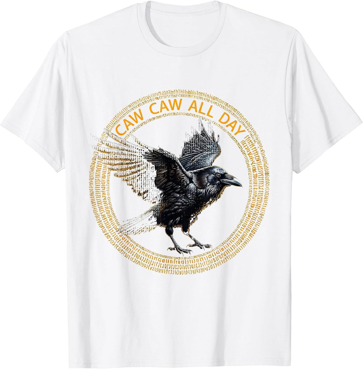 Men's Caw Caw All Day Funny Crow Design T-Shirt - White