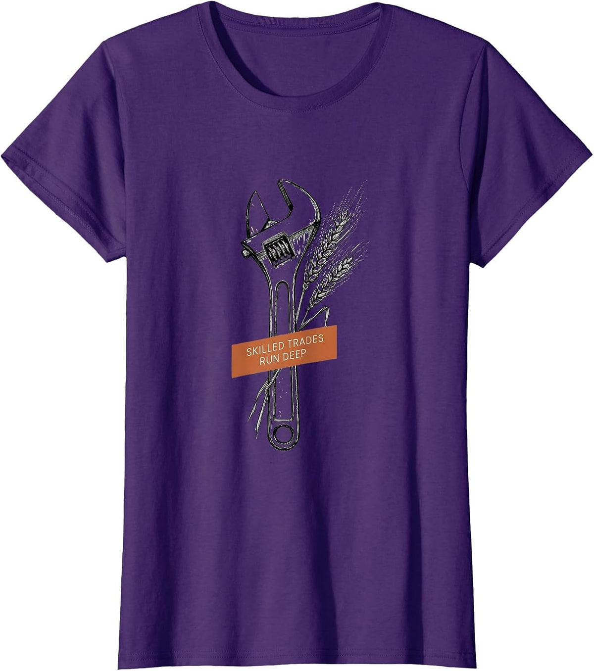 Women's Skilled Trades Run Deep Blue Collar Pride Design T-Shirt - Purple