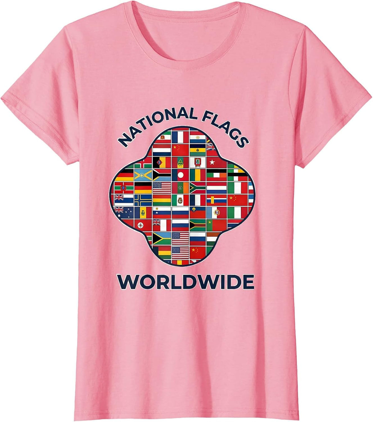 Women's National Flags Worldwide Geography Lover International T-Shirt - Pink