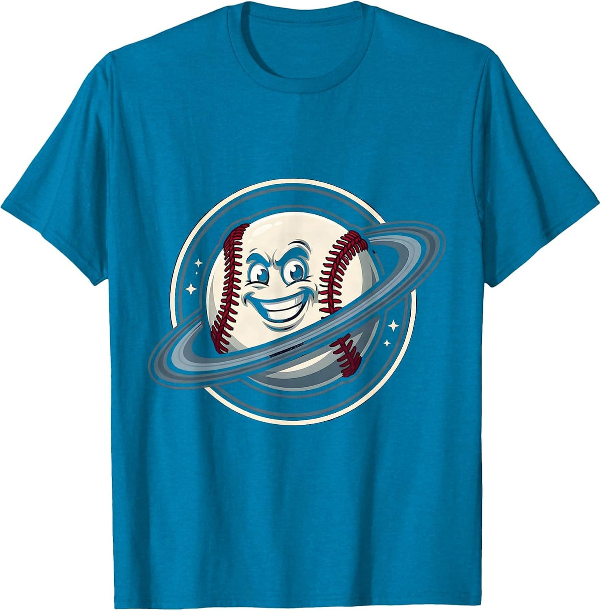 Baseball Planet Space Orbit Cosmic Graphic T-Shirt - Sapphire Blue