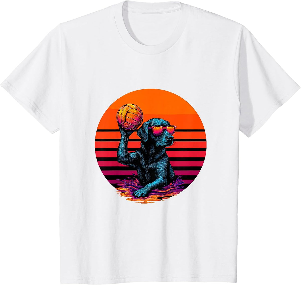 Retro Dog Playing Water Polo Water Polo Player T-Shirt - White
