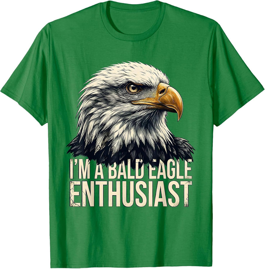 Men's I'm A Bald Eagle Enthusiast Vintage Retro Patriotic Novelty T-Shirt - Kelly Green