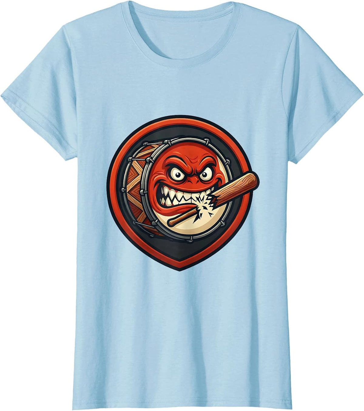 Broken Drumstick Bass Drum Sports Fan Graphic T-Shirt - Baby Blue
