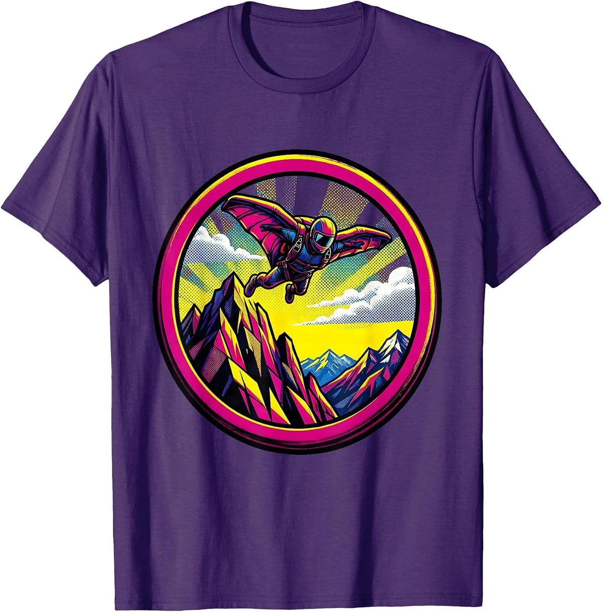 I Do My Own Stunts Base Jumping Graphic T-Shirt - Purple