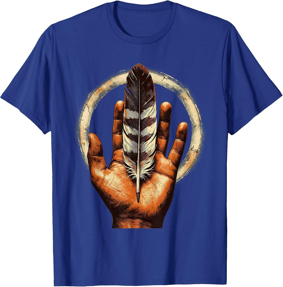 Orange Shirt Day Eagle Feather Open Palm Illustration T-Shirt - Royal Blue