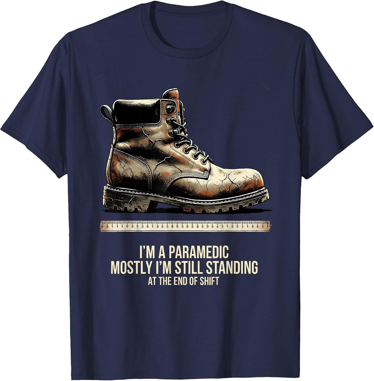 Men's Paramedic Mostly Still Standing At The End Of Shift T-Shirt - Navy Blue