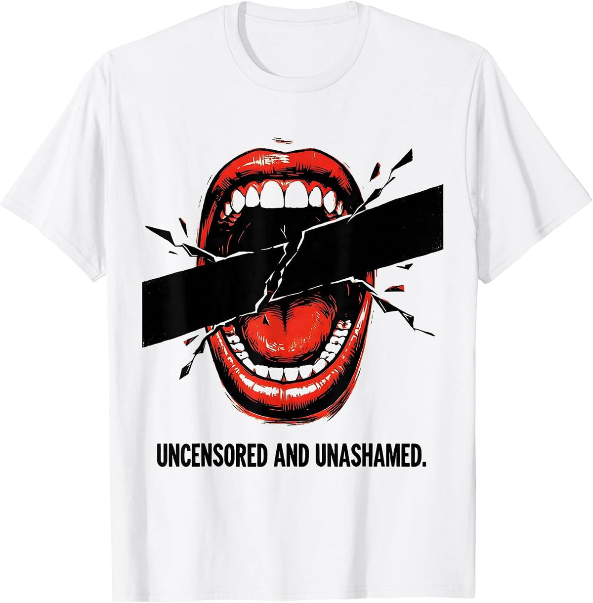 Men's Uncensored and Unashamed Free Speech Design T-Shirt - White