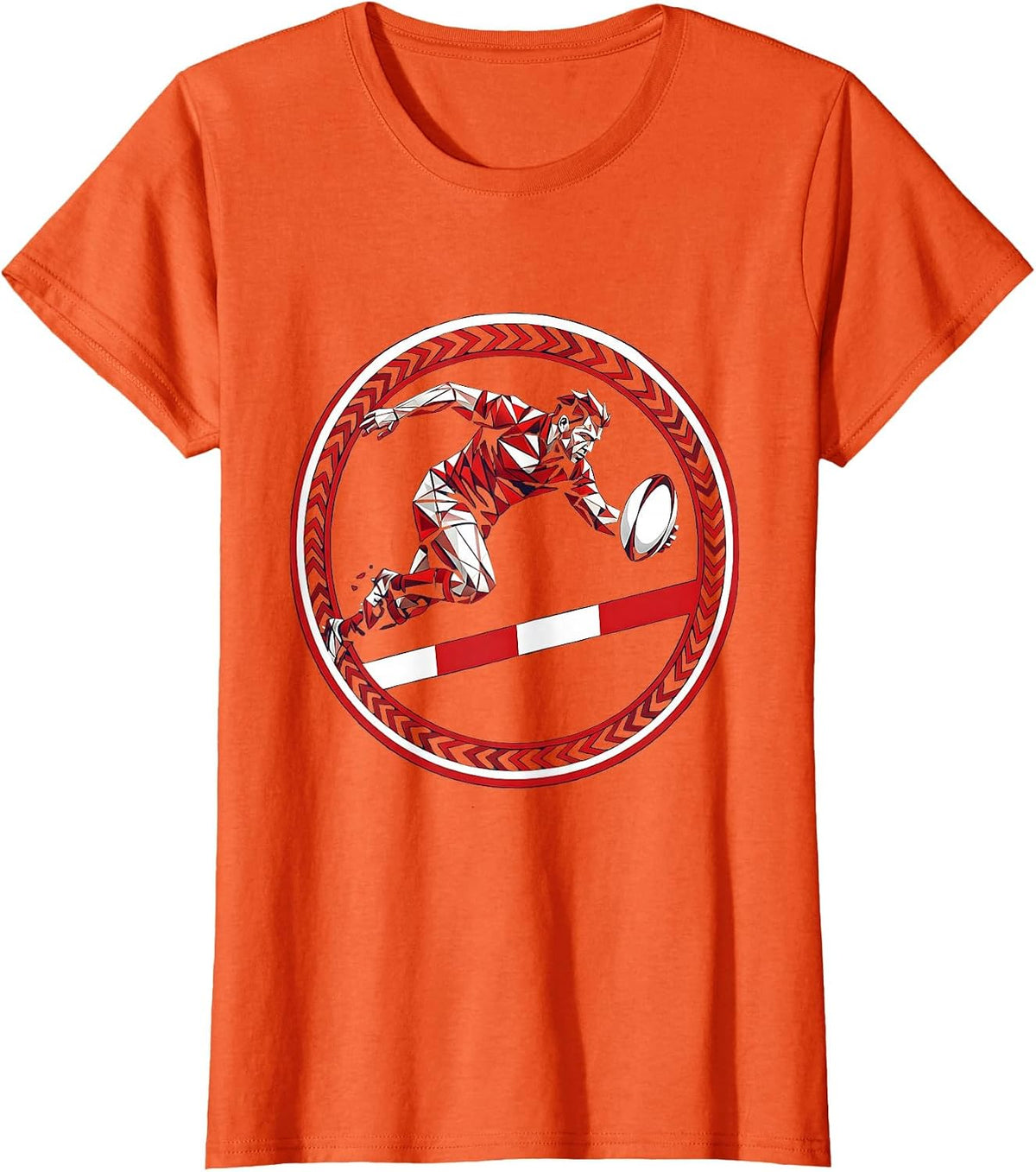 Rugby Try Line Dive Graphic Tee T-Shirt - Orange