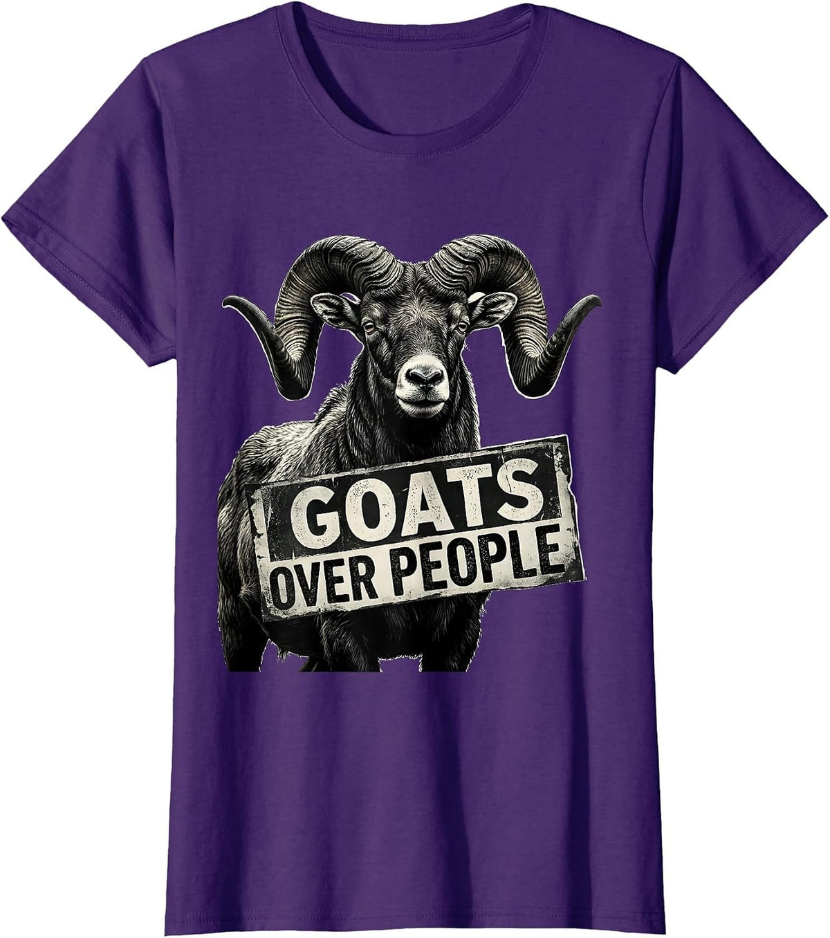 Women's Goats Over People Funny Goat Lover Design T-Shirt - Purple