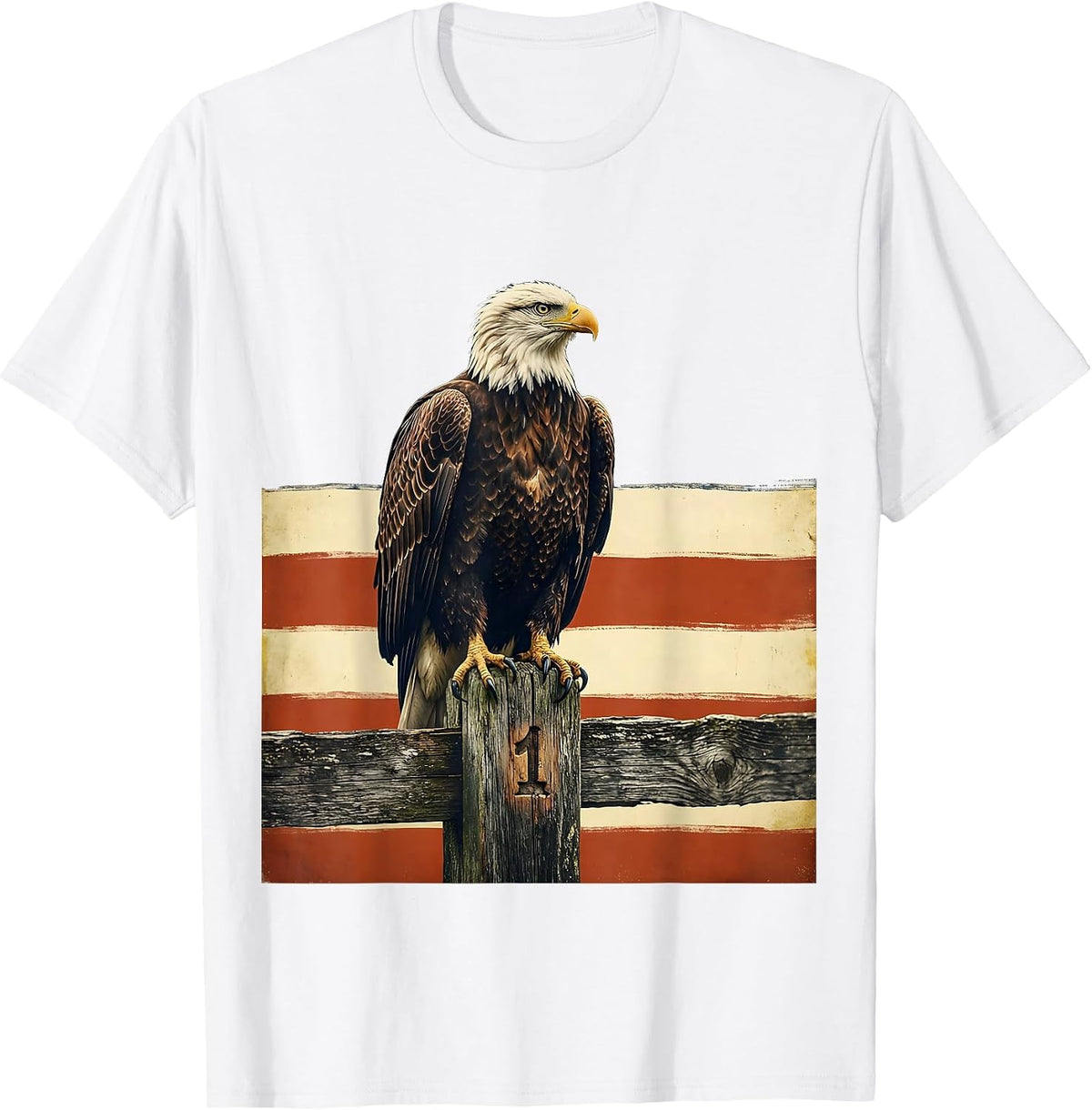 Men's Bald Eagle Flag 250th Anniversary Vintage Patriotic T-Shirt - White
