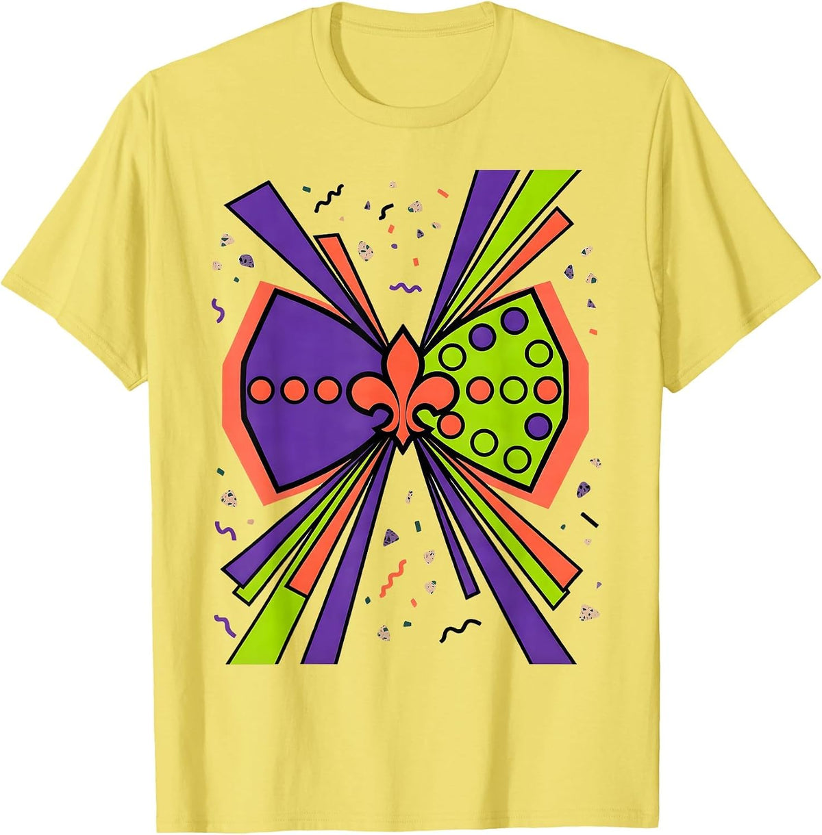 Men's Oversized Jester Bow Tie Six Seven Meme Kids Mardi Gras T-Shirt - Lemon Yellow