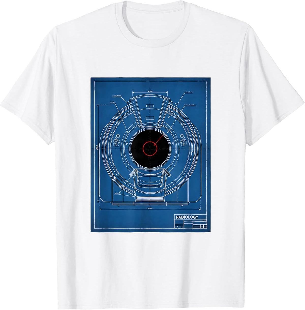 Men's RADIOLOGY Technical Blueprint Radiology Tech Coquette Cute T-Shirt - White