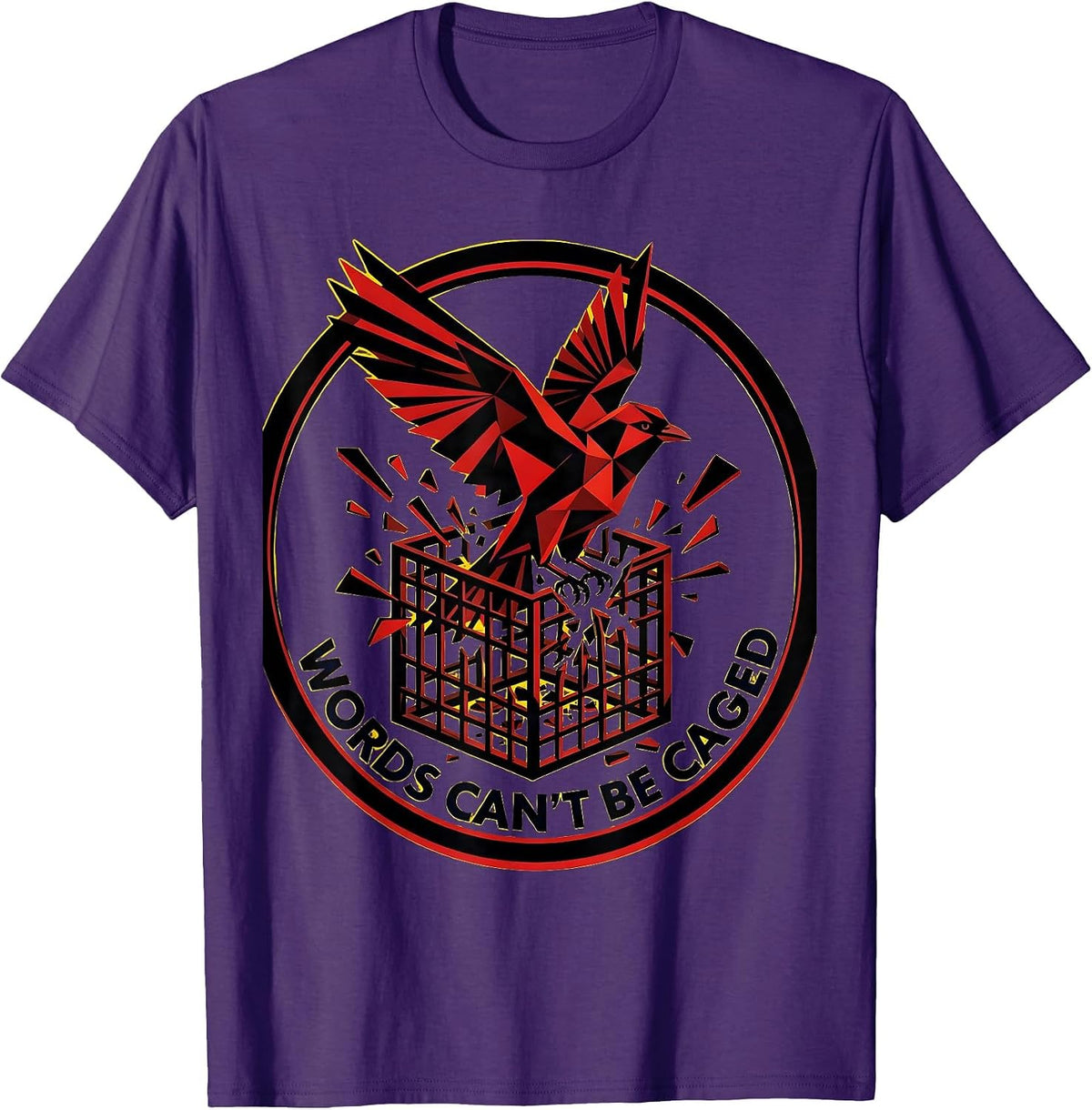 Words Can't Be Caged Free Speech Design T-Shirt - Purple
