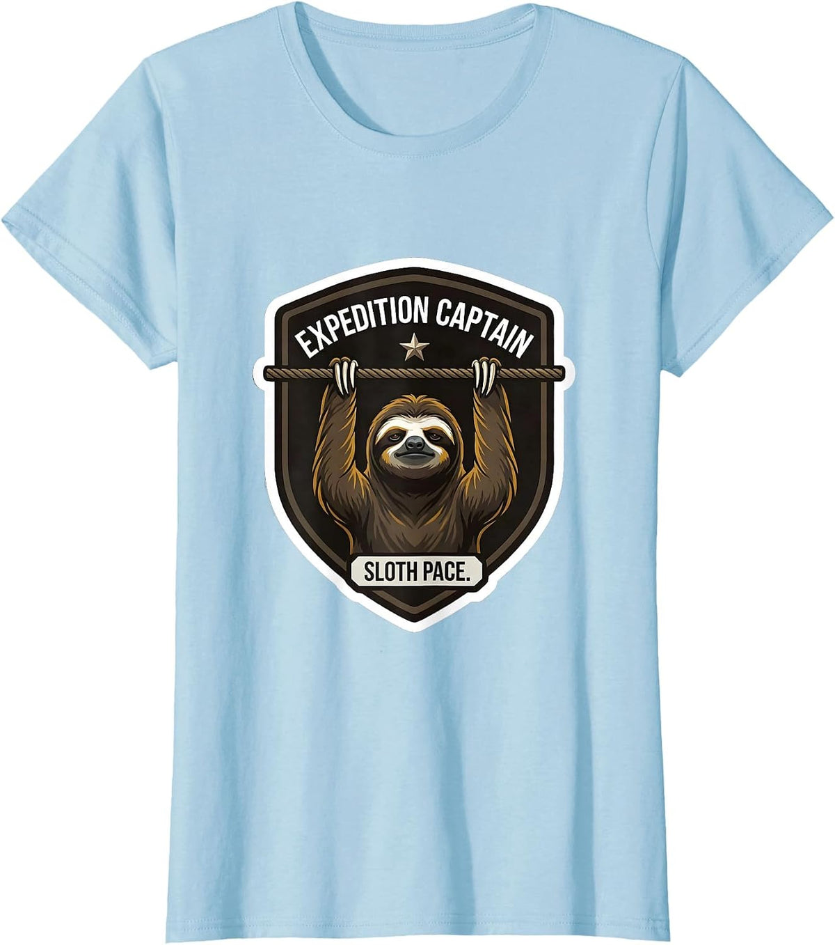 Women's Expedition Captain Sloth Pace Funny Sloth Lover Gift T-Shirt - Baby Blue