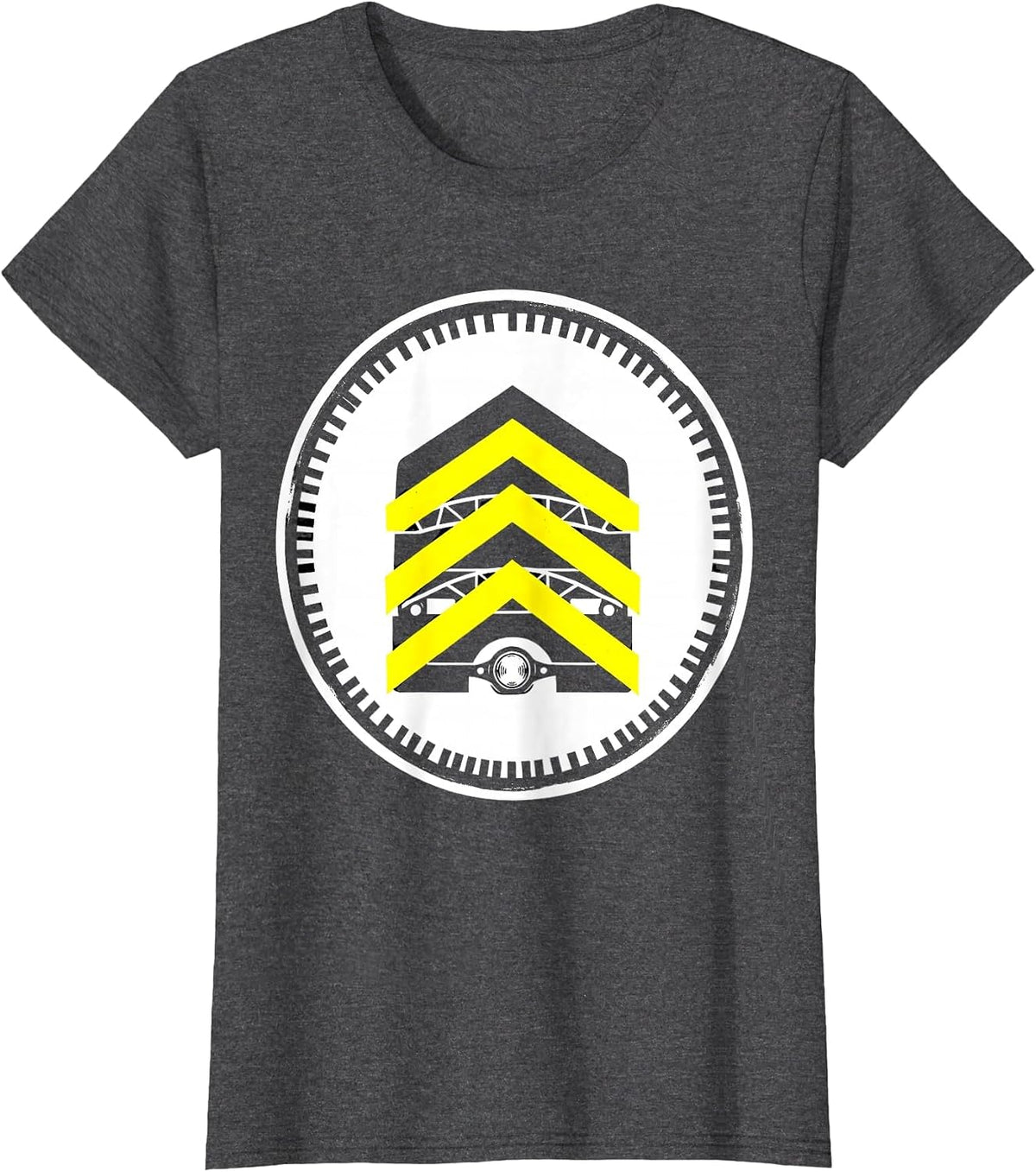 Women's School Bus Driver Stencil Graphic Funny Costume T-Shirt - Dark Heather Grey