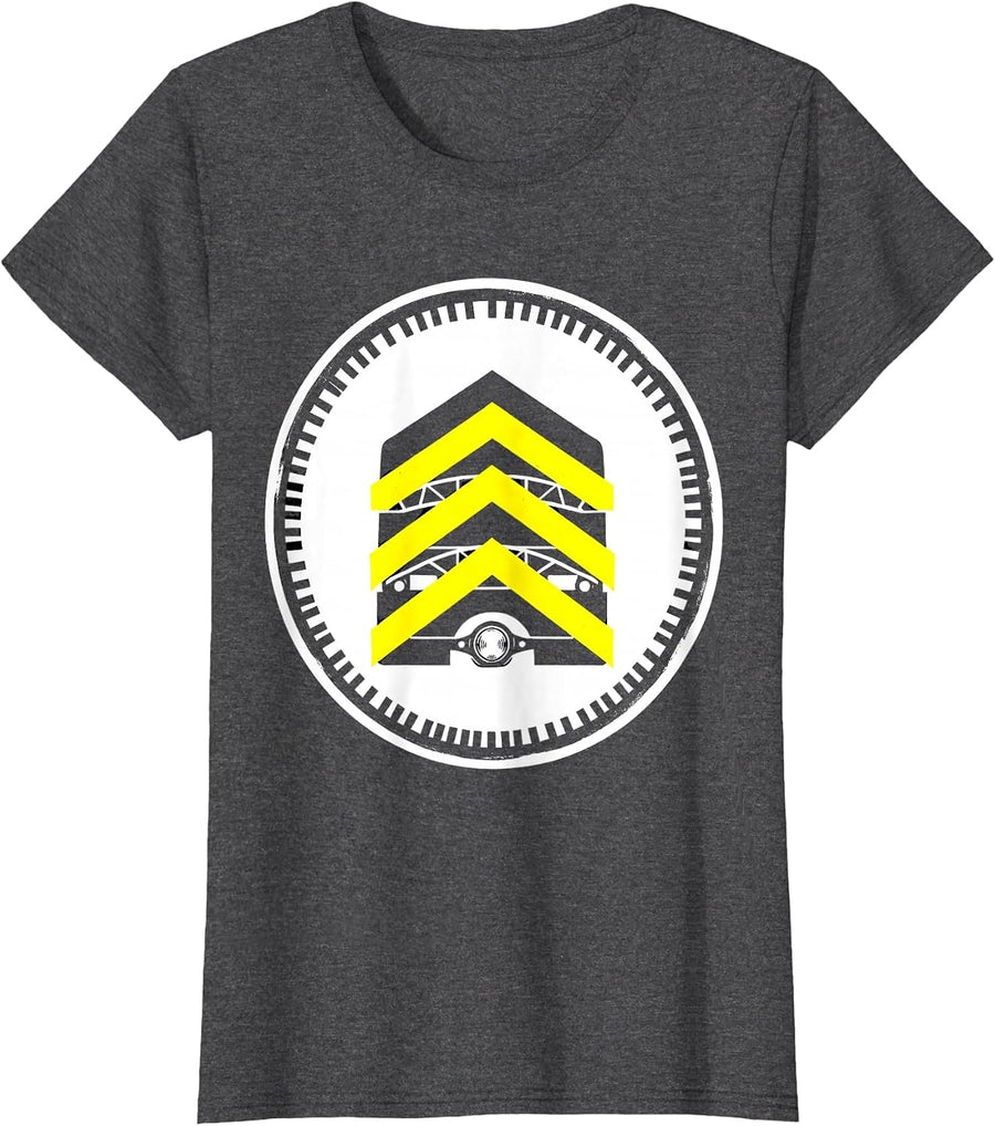 Women's School Bus Driver Stencil Graphic Funny Costume T-Shirt - Dark Heather Grey