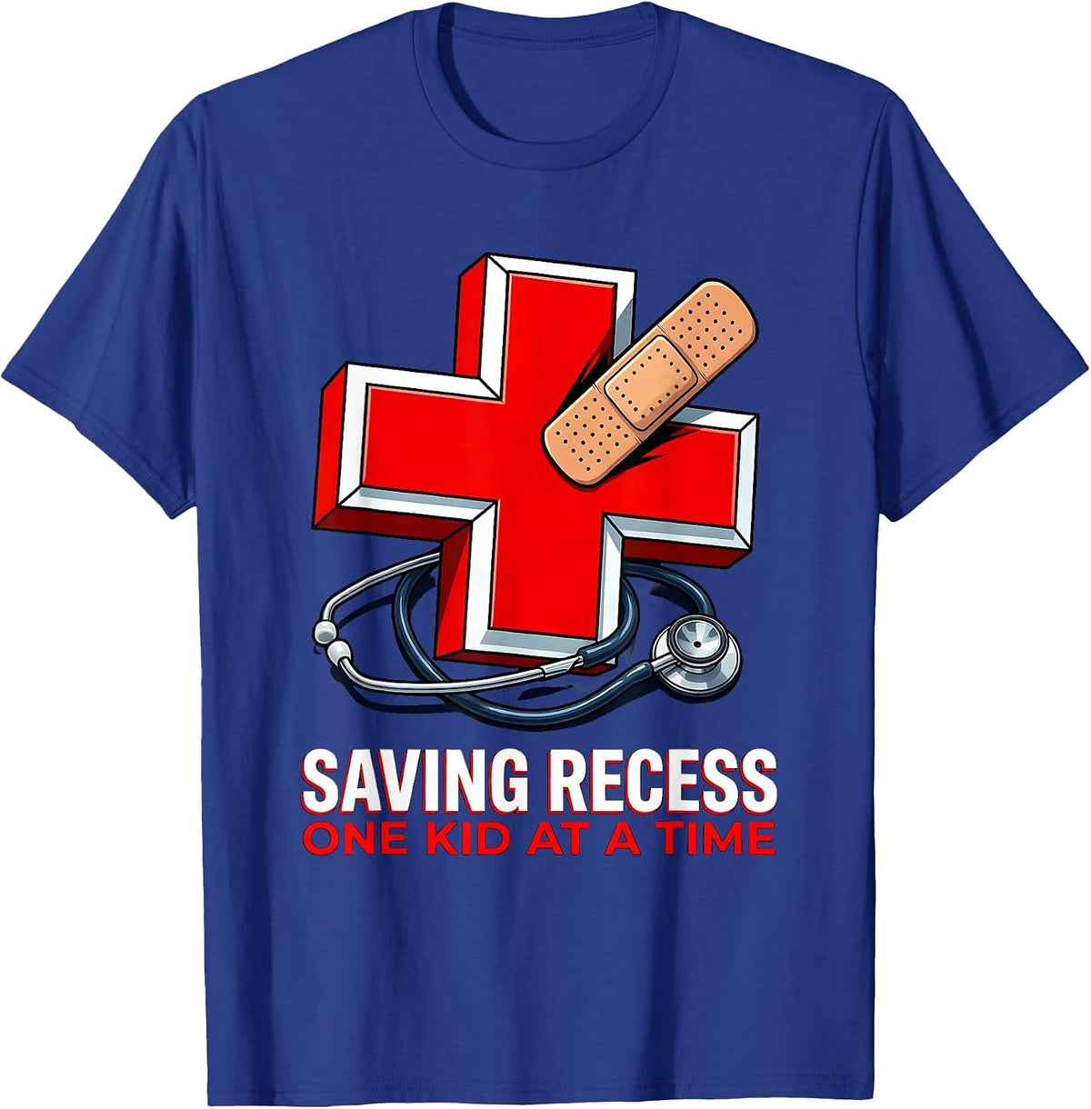 Saving Recess One Kid At A Time School Nurse T-Shirt - Royal Blue
