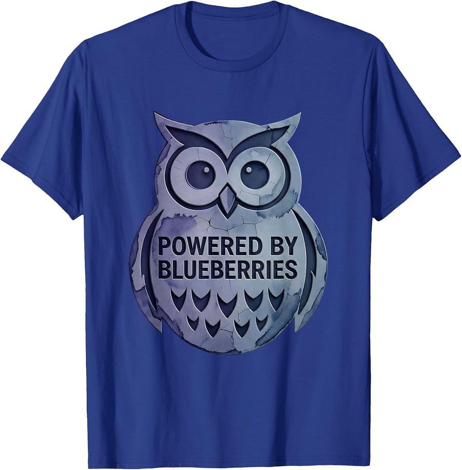 Powered by Blueberries Fruit Lover Design T-Shirt - Royal Blue