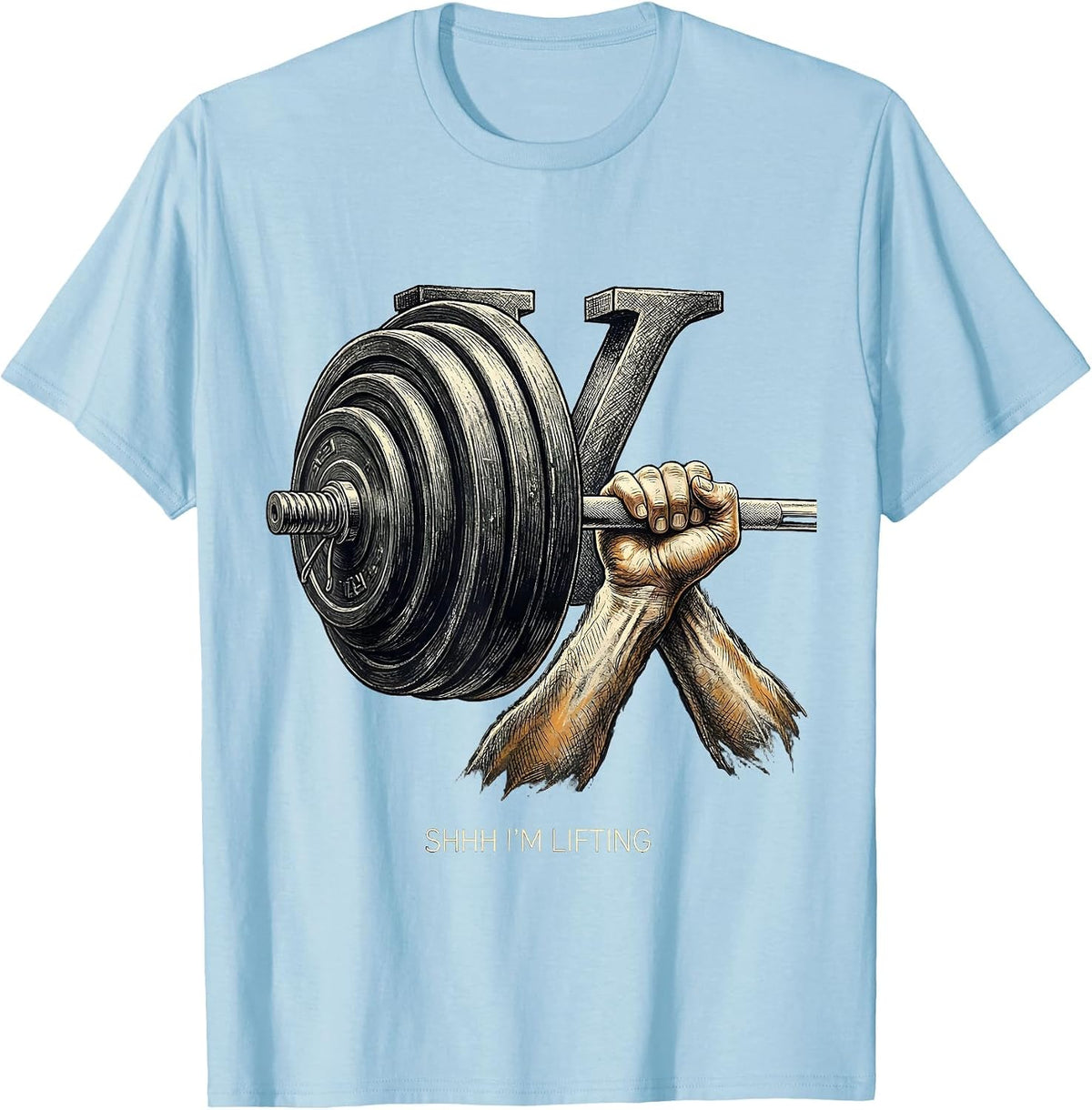 Men's Shhh I'm Lifting Funny Math Nerd Workout Gym Humor T-Shirt - Baby Blue