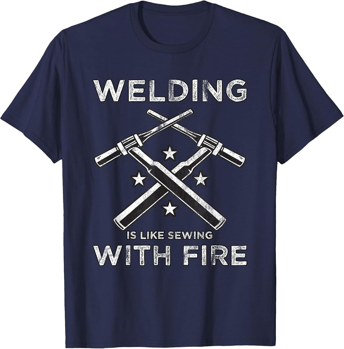 Welding is Like Sewing with fire T-Shirt - Navy Blue