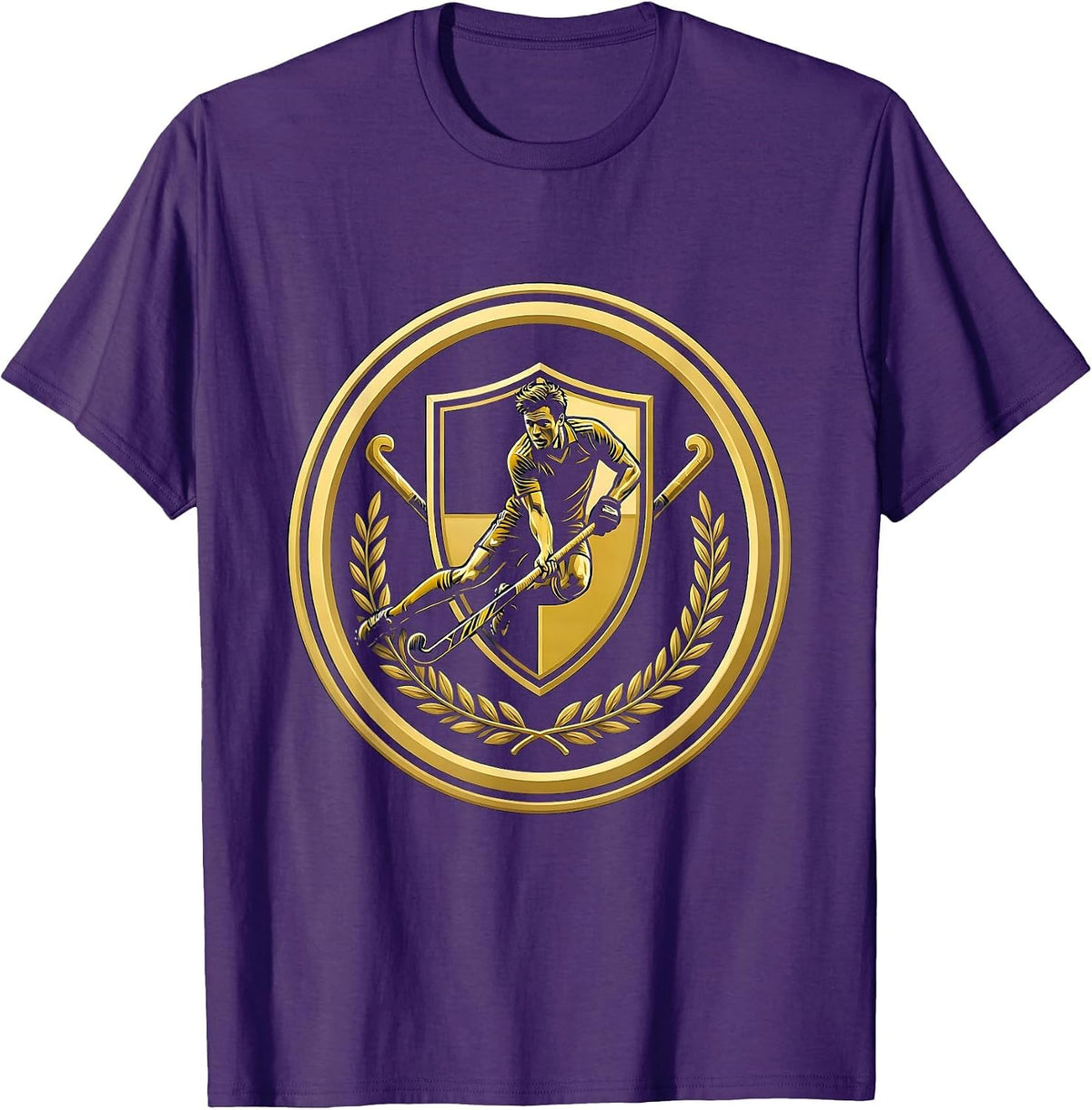 Field Hockey Player Mid-Strike Graphic T-Shirt - Purple