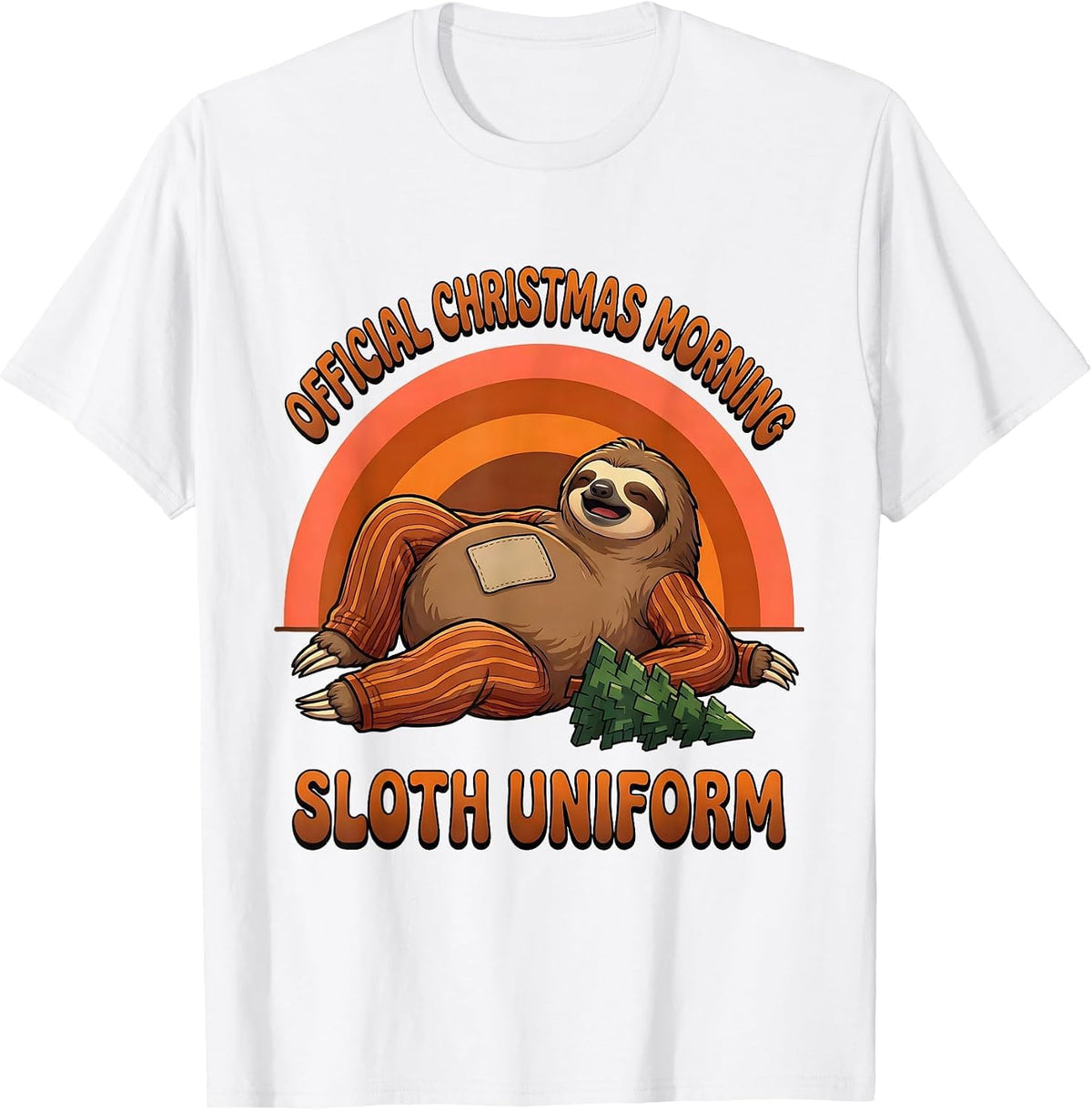 Men's Official Christmas Morning Sloth Uniform Funny T-Shirt - White