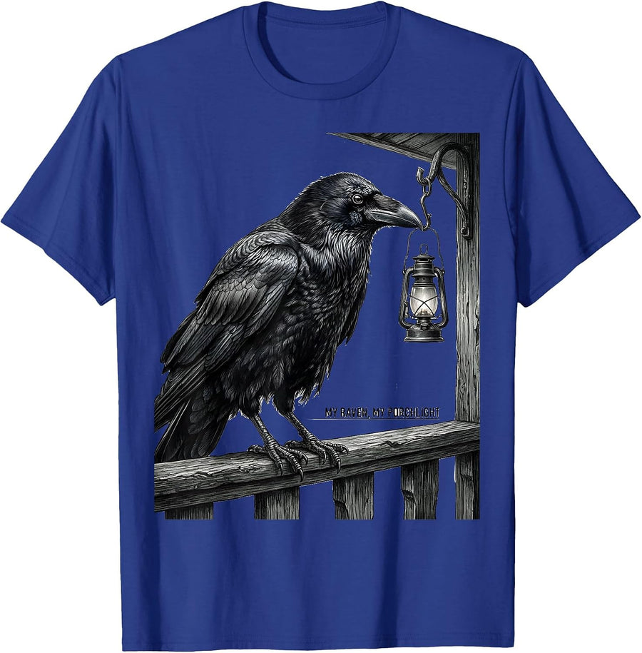 My Raven, My Porchlight Gothic Dark Humor Raven Lover T-Shirt - Royal Blue