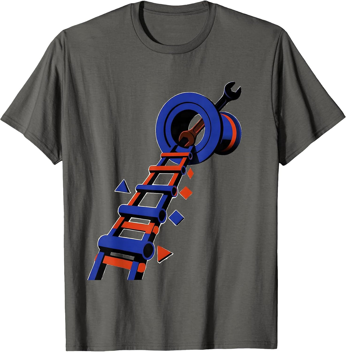Men's Drain Trap Pipe Wrench Funny Plumber Gift T-Shirt - Asphalt Grey