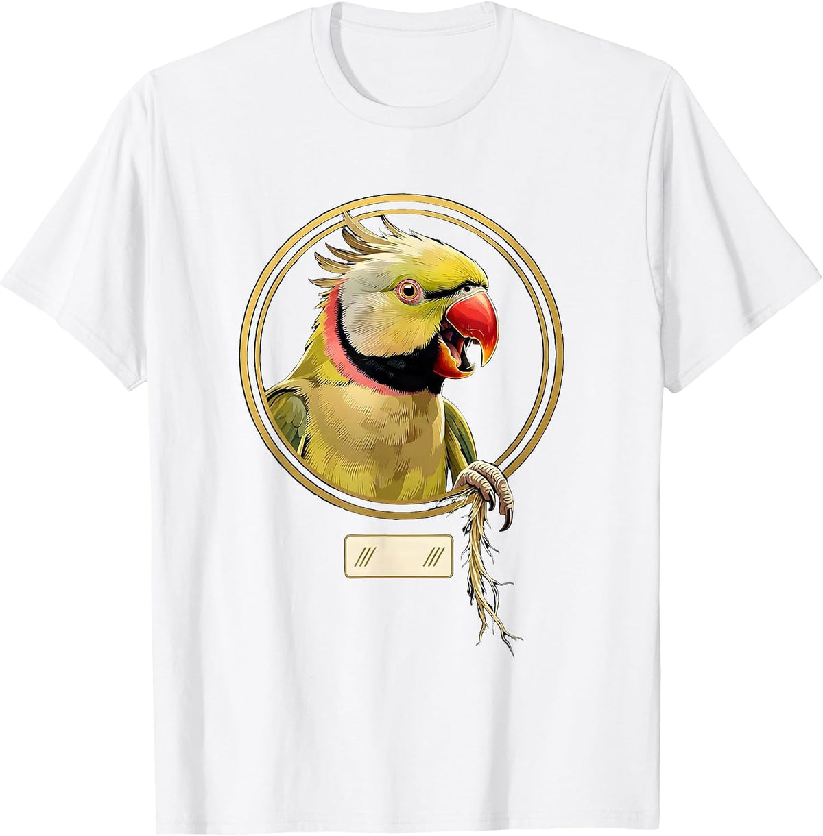 Men's Indian Ringneck Parakeet Bird Owner Humor Emblem T-Shirt - White