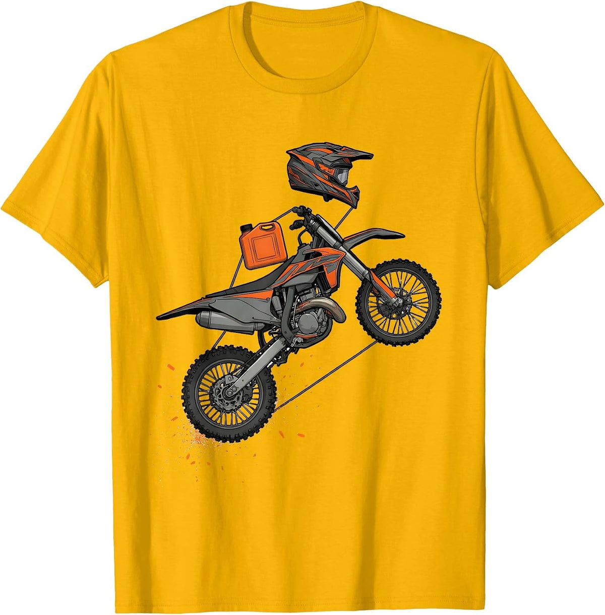 Dirt Bike Exploded View Technical Motocross Rider T-Shirt - Golden Yellow