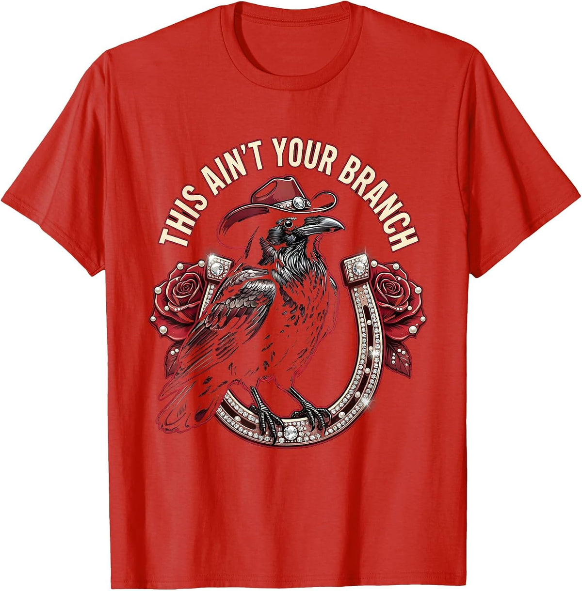 Men's Fawk Off Crow This Ain't Your Branch Design T-Shirt - Red