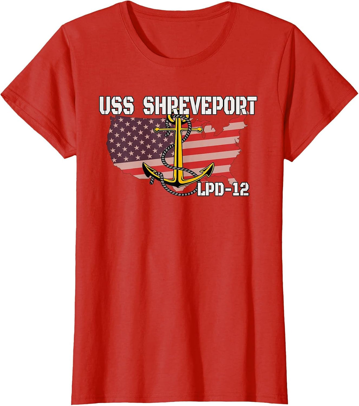 USS Shreveport LPD-12 Landing Platform Dock Veterans Father T-Shirt - Red