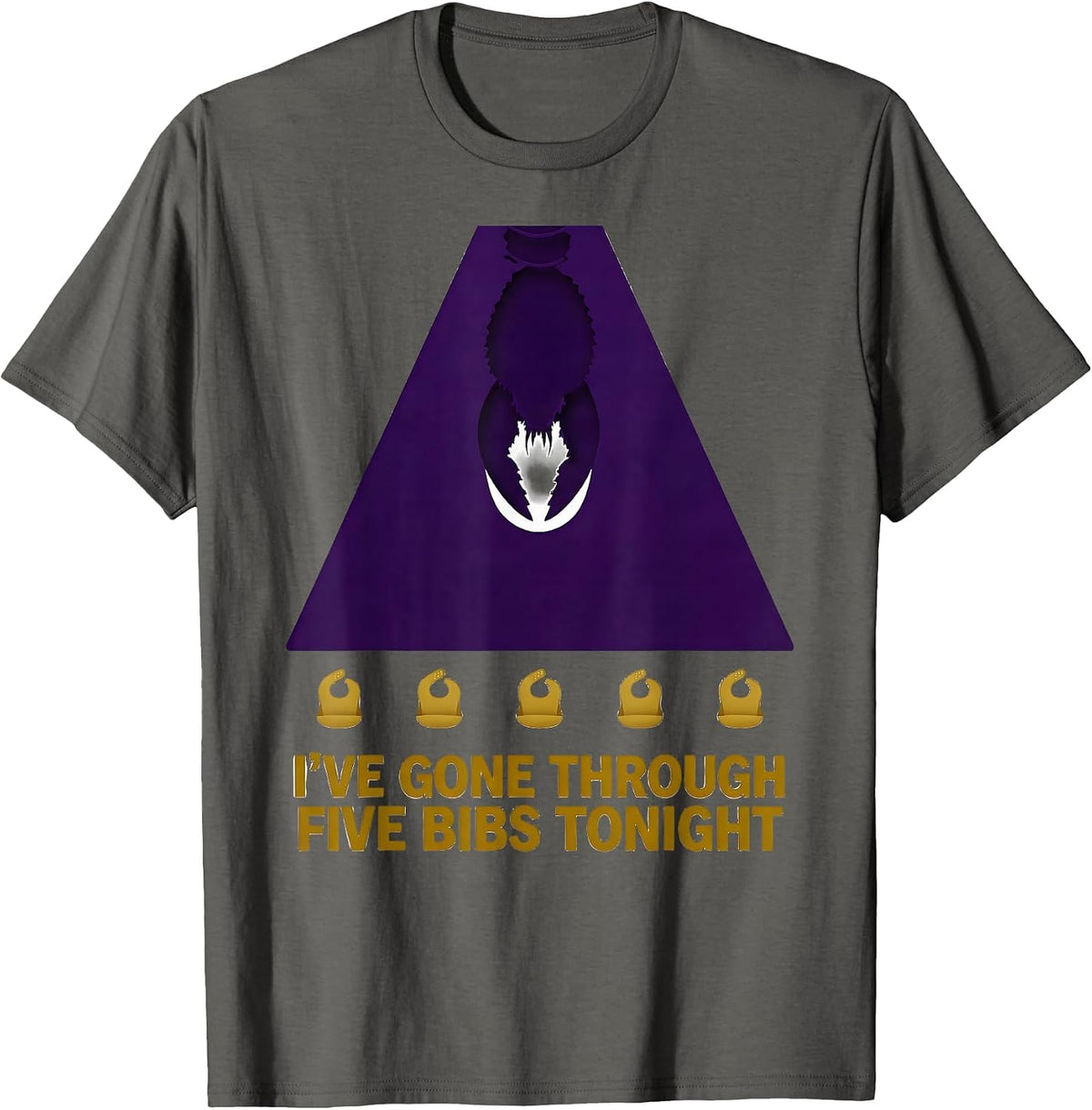 Men's I've Gone Through Five Bibs Tonight Funny Mardi Gras T-Shirt - Asphalt Grey