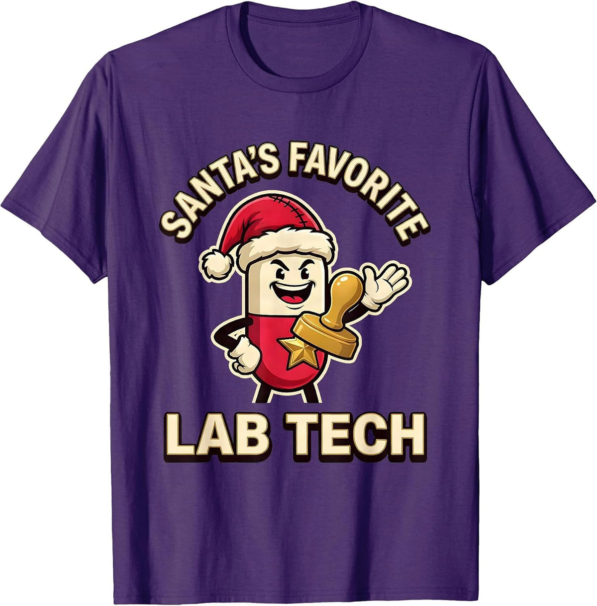 Santa's Favorite Lab Tech Funny Pharmacy Tech Christmas T-Shirt - Purple