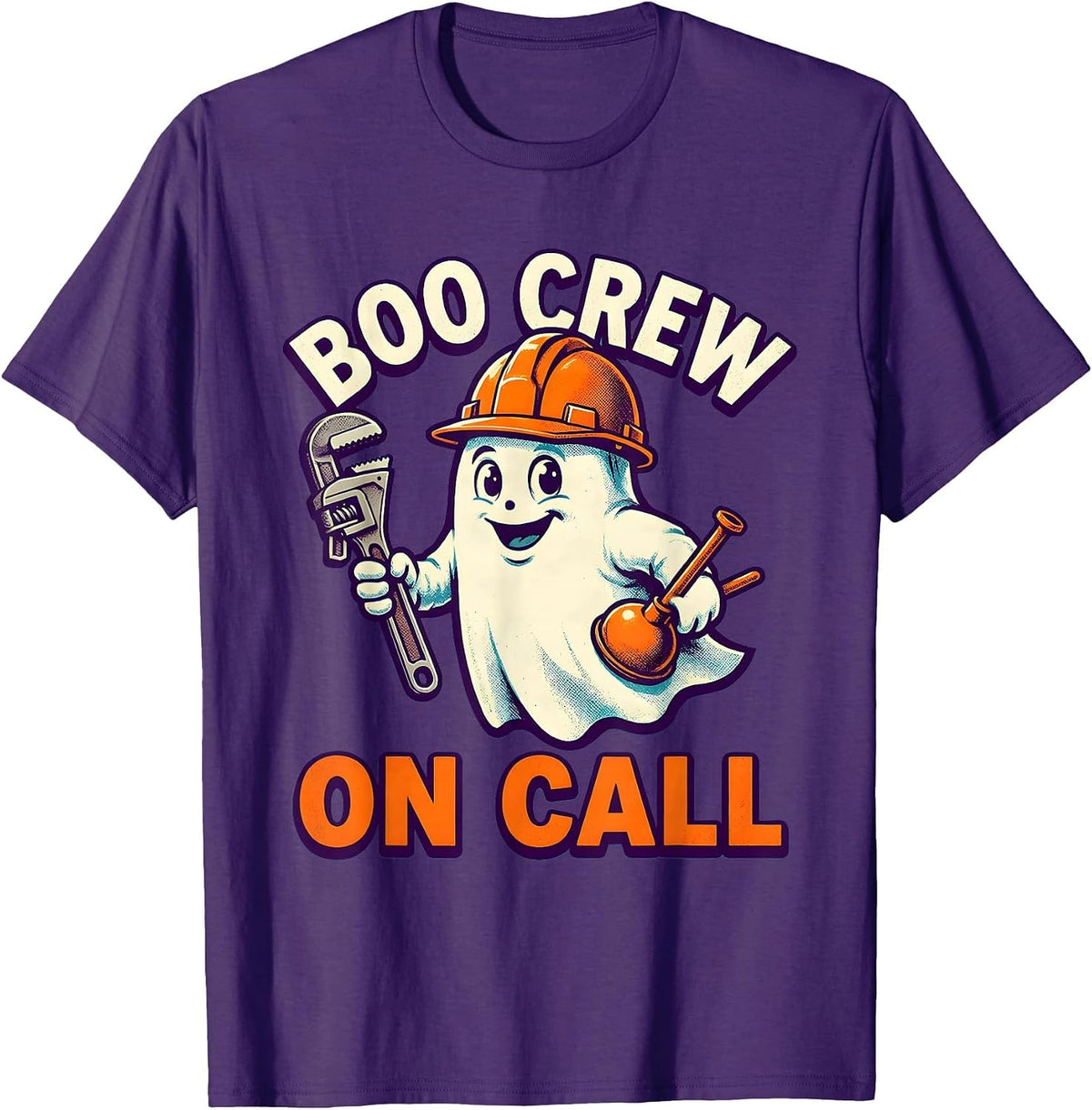 Boo Crew On Call Plumber Halloween Design T-Shirt - Purple