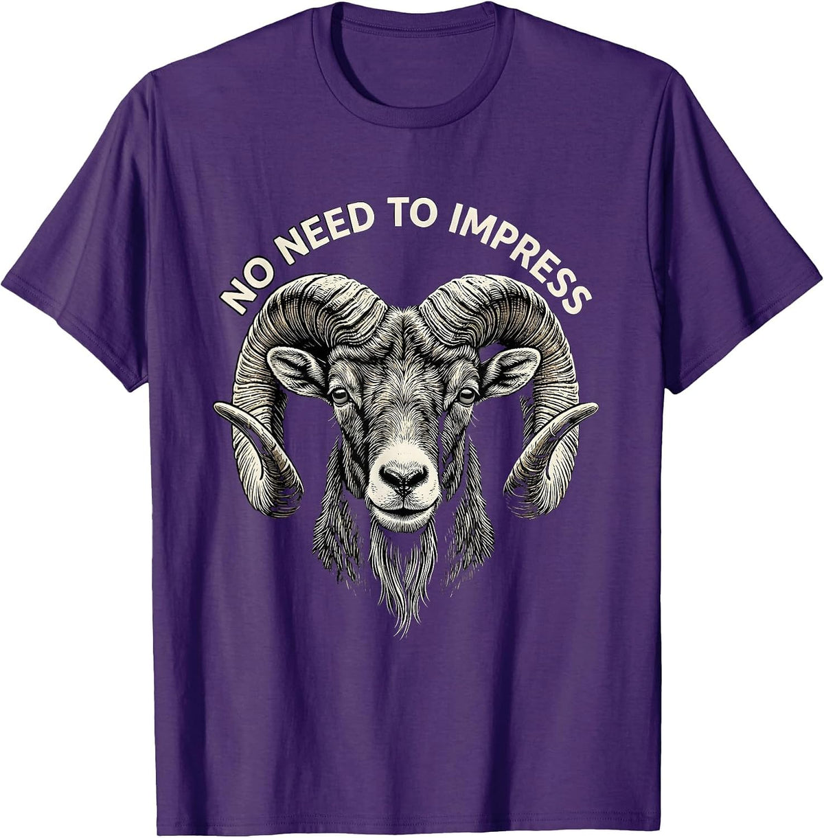 No Need To Impress Funny Goat Wearing Sunglasses Animal T-Shirt - Purple