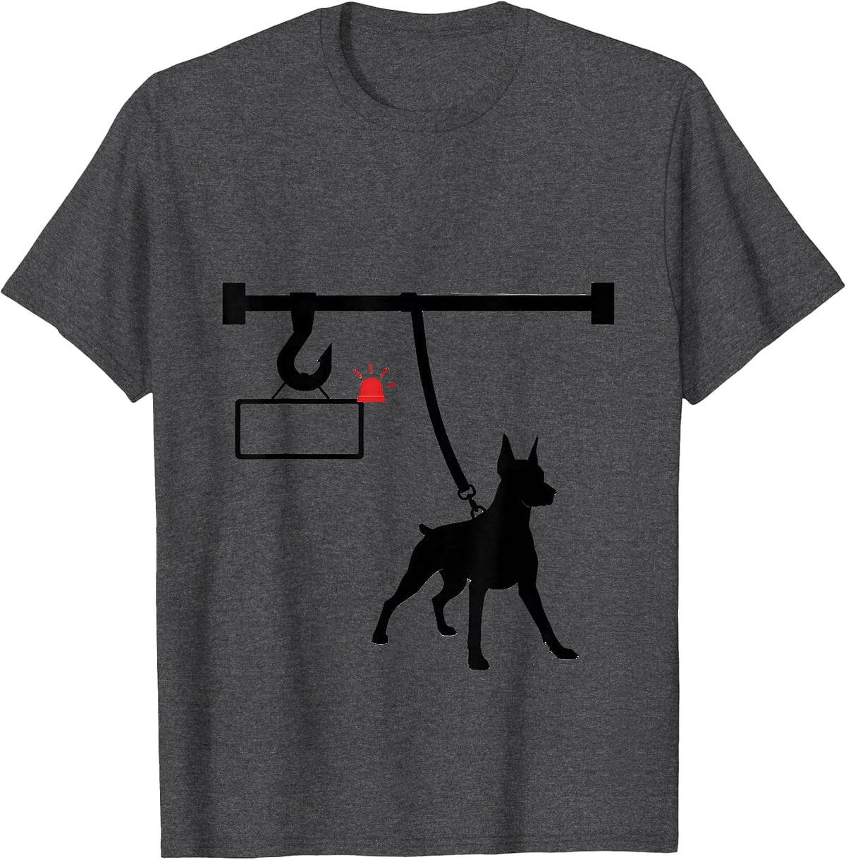 Men's Doberman Hook Rail Funny Dog Lover Gift T-Shirt - Dark Heather Grey