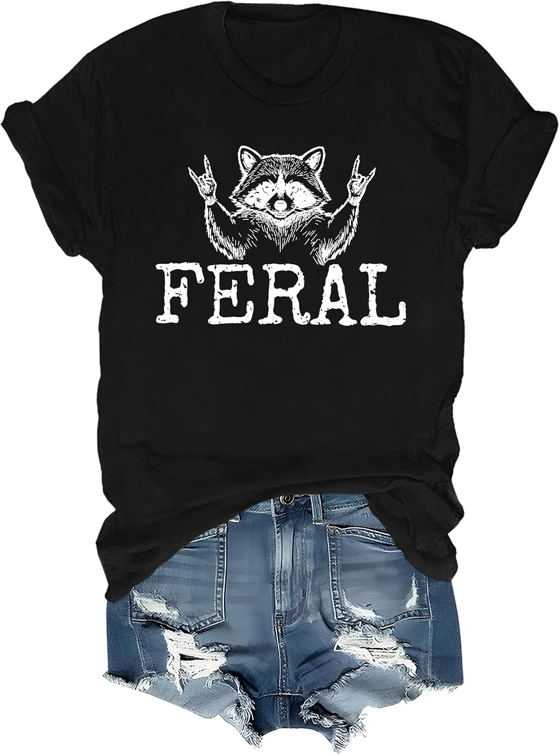 Feral Raccoon Shirt Funny Raccoon Rock T-Shirt - Black