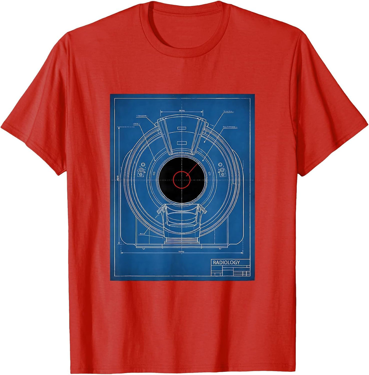 Men's RADIOLOGY Technical Blueprint Radiology Tech Coquette Cute T-Shirt - Red