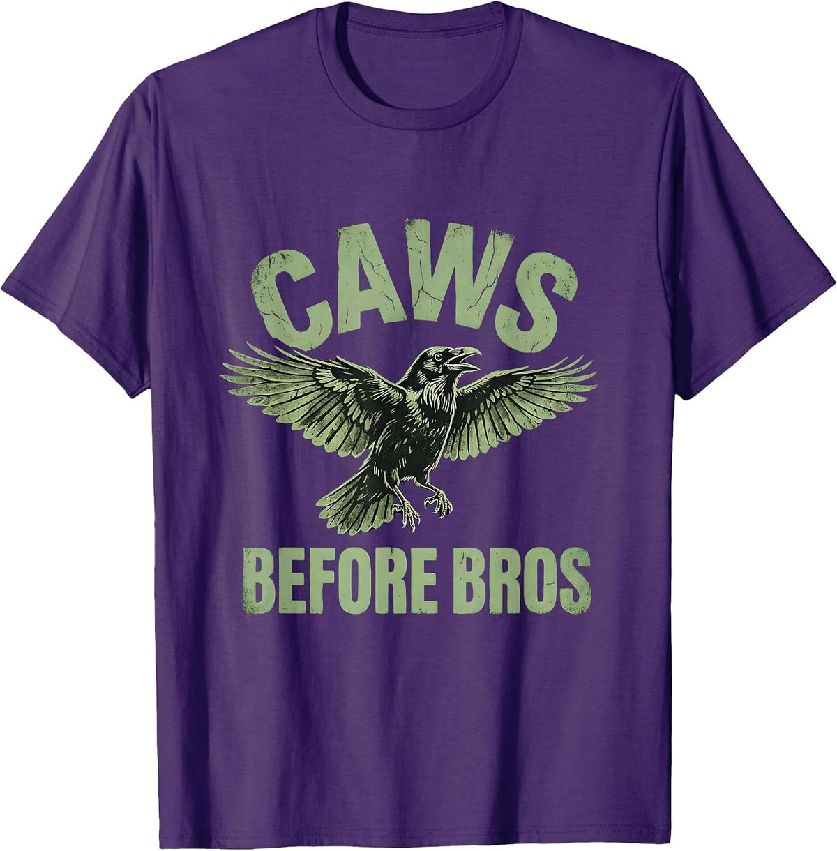 Caws Before Bros Funny Crow Bird Design T-Shirt - Purple
