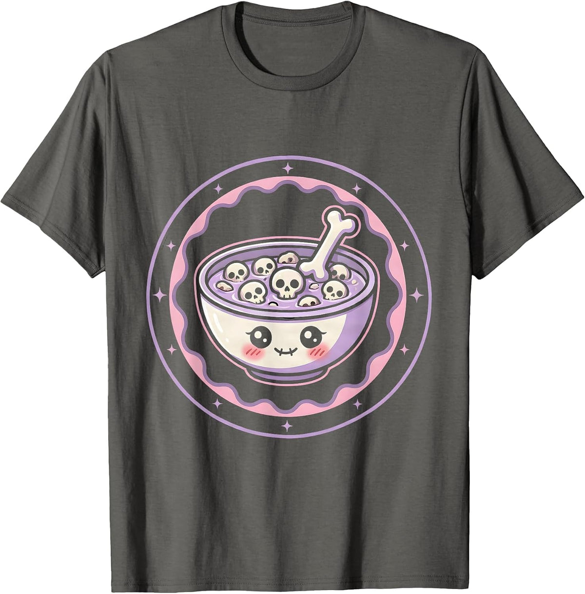 Men's Cereal Killer Skull Flakes Graphic Design T-Shirt - Asphalt Grey