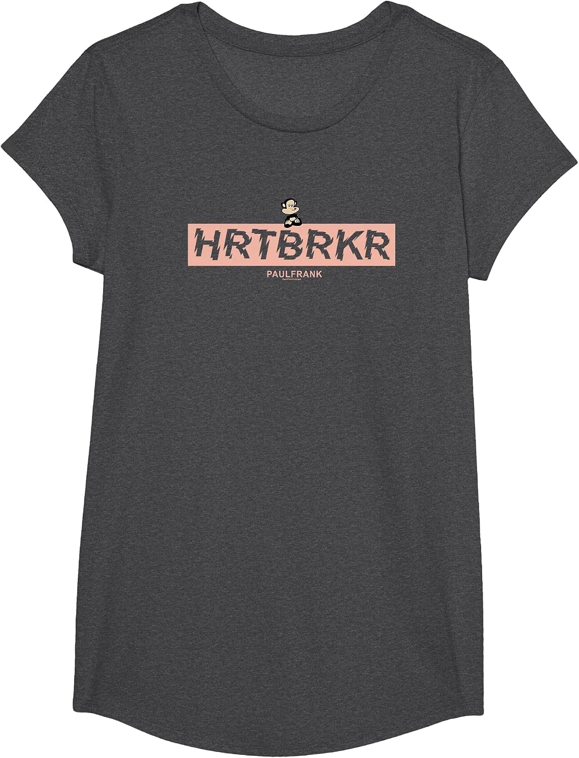 Paul Frank Valentine's Day Julius HRTBRKR T-Shirt - Girls Dark Heather Grey