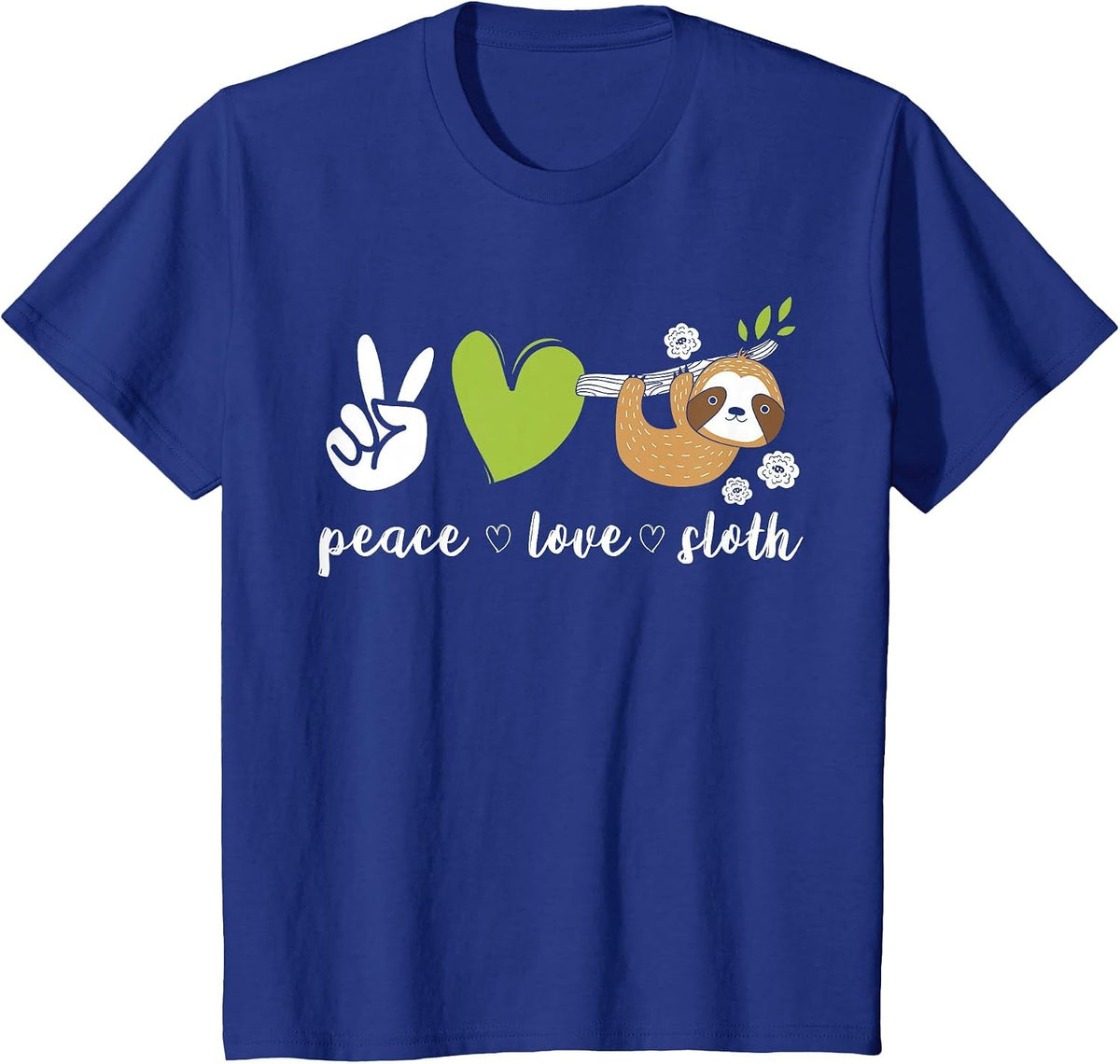 Peace Love Sloth T-Shirt - Royal Blue