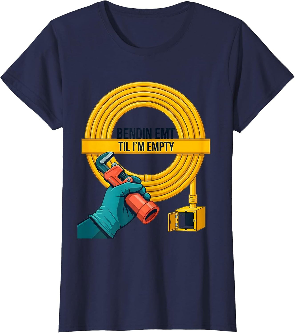 Women's Bendin EMT Til I'm Empty Funny Electrician Gift T-Shirt - Navy Blue