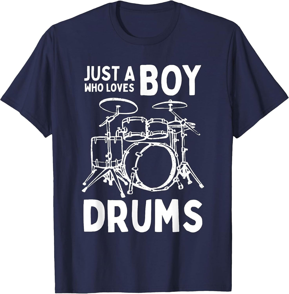 Just A Boy Who Loves to Play Drums Drummer Boys Kids T-Shirt - Navy Blue