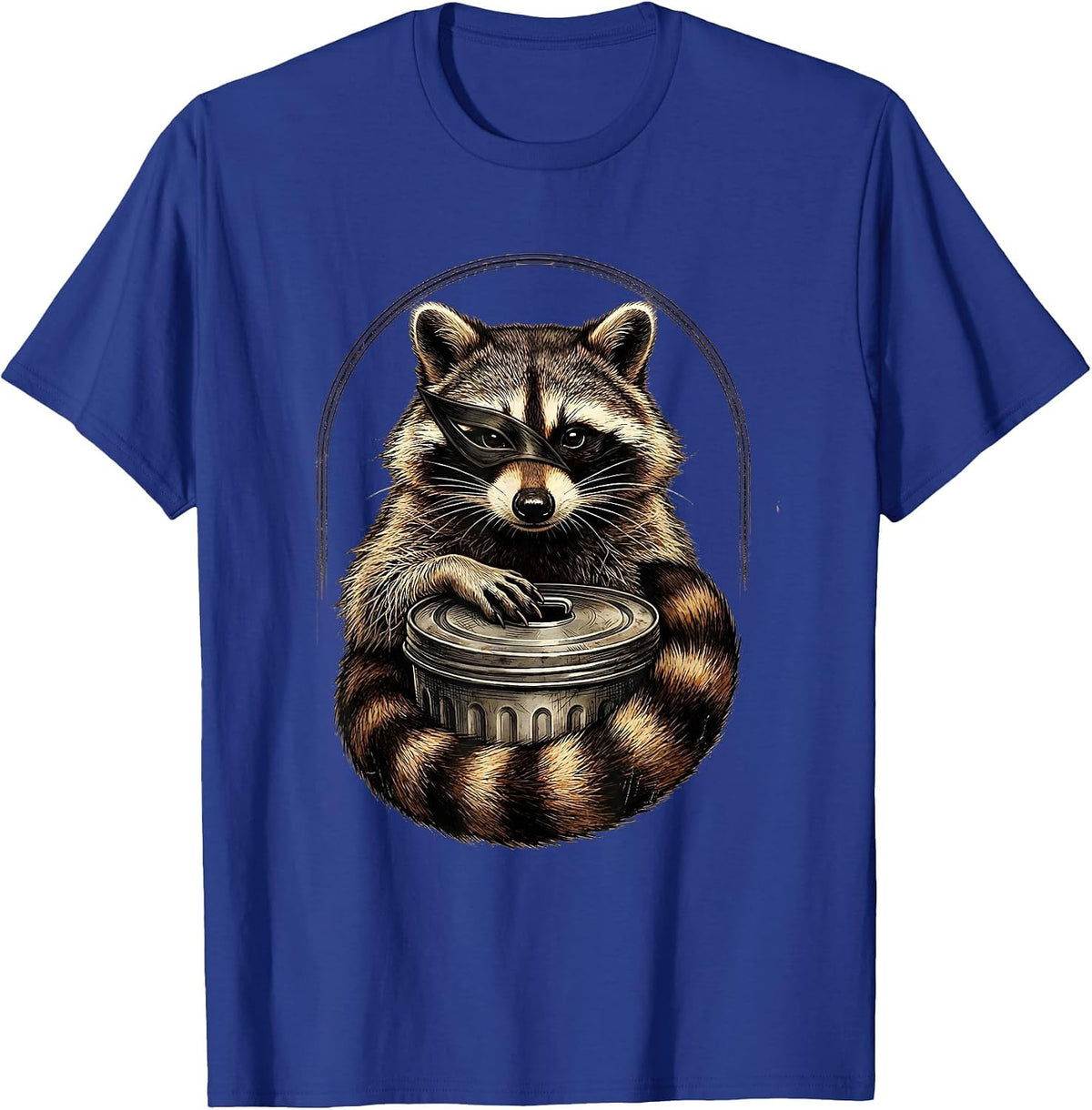 Men's Raccoon Portrait Vintage Funny Animal Humor T-Shirt - Royal Blue