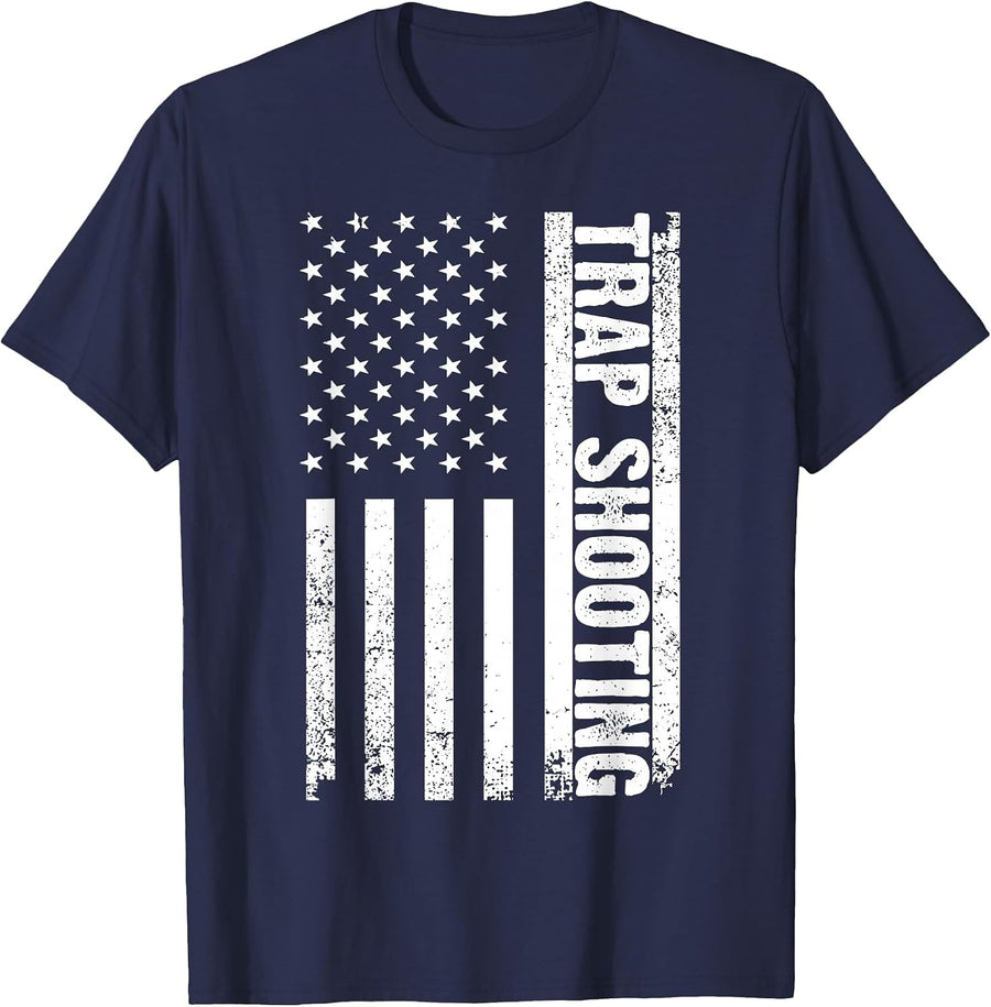 Cool Trap Shooting Art for Men Women Trap Shooter Shooting T-Shirt - Navy Blue
