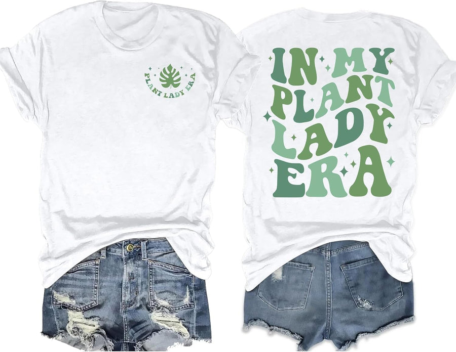 in My Plant Lady Era Shirt for Women Gardening Shirts Botanical Shirt Garden Plant Love Tee Tops - White