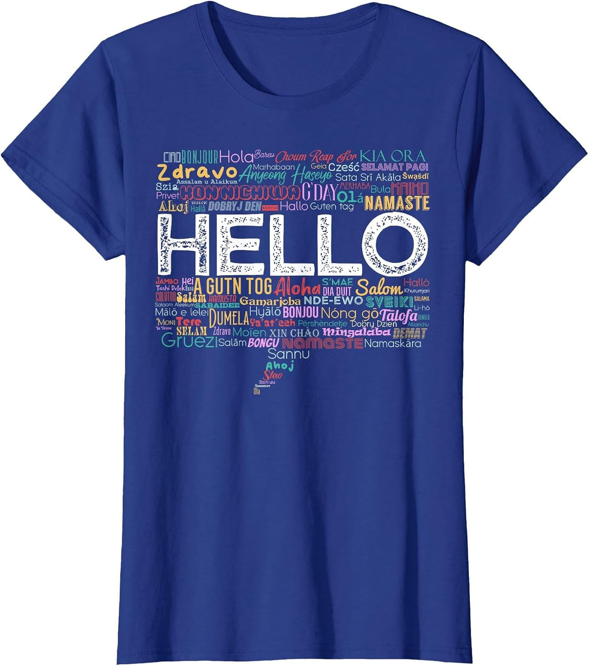 Start with Hello Different World Language Learning Teacher T-Shirt - Royal Blue